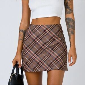 Princess Polly Plaid Brown Women's Skirt
